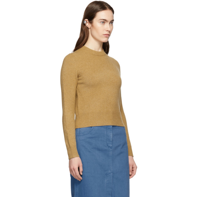 Tibi Brown Stretch Cashmere Crewneck Sweater
