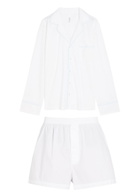Skims Logo-embroidered Stretch-cotton Poplin Pyjama set White