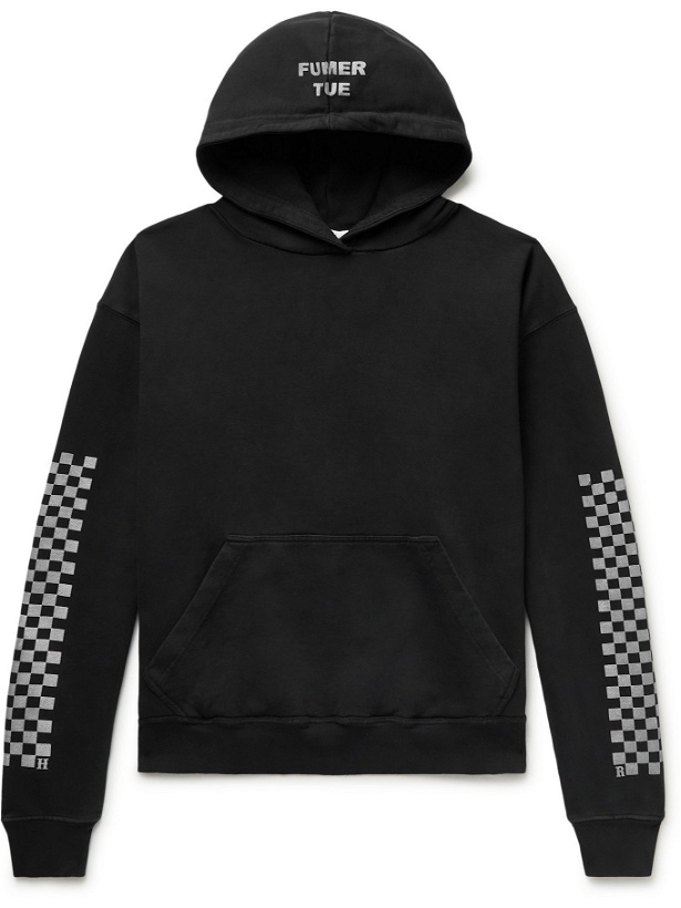 Photo: RHUDE - Rhacer 3 Oversized Printed Loopback Cotton-Jersey Hoodie - Black - S