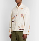 Story Mfg. - Short on Time Embroidered Printed Organic Cotton-Twill Chore Jacket - White