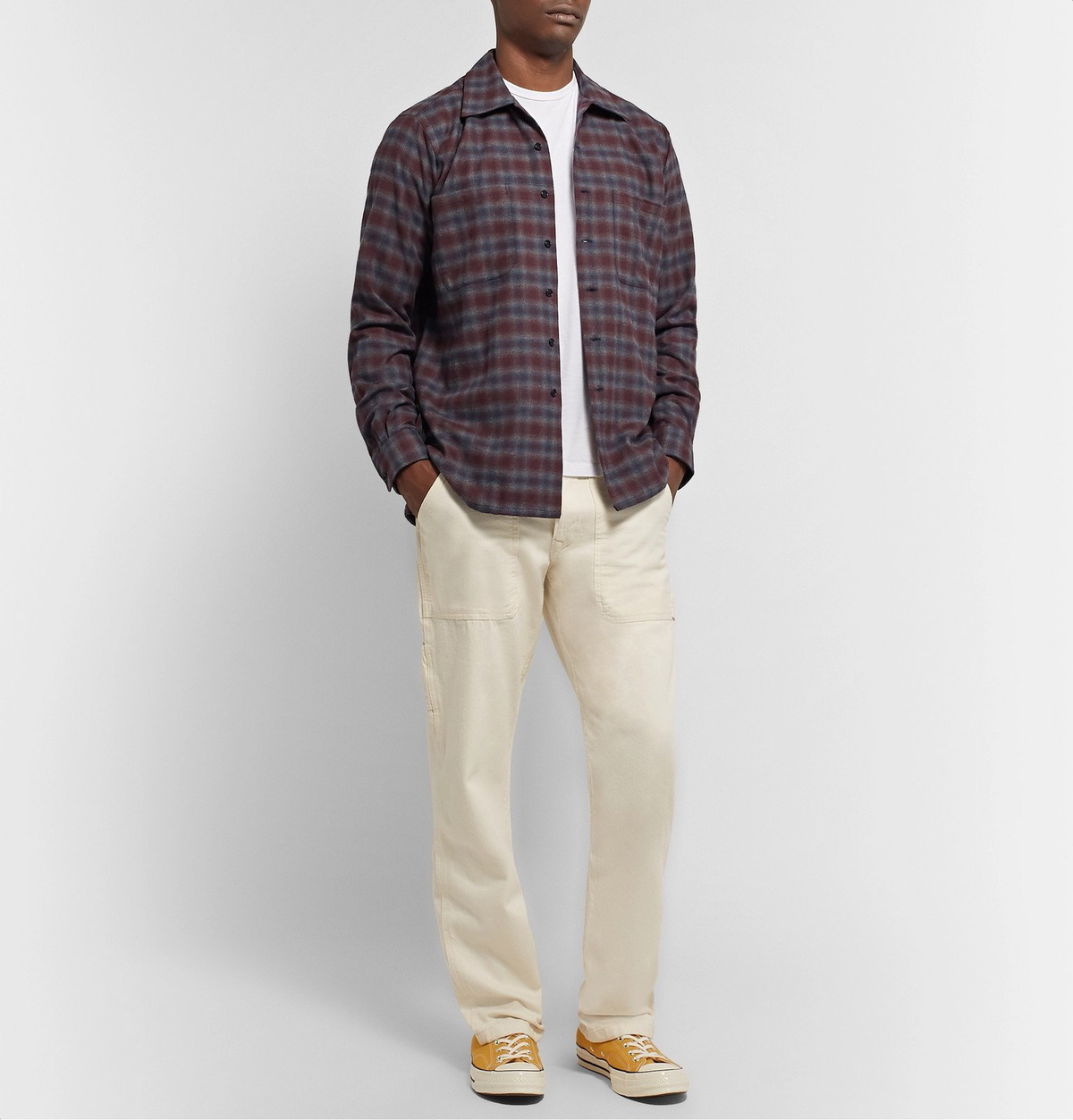 Freemans Sporting Club - Checked Cotton-Flannel Shirt - Burgundy