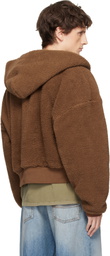 ERL Brown Terry Fleece Zipped Hoodie