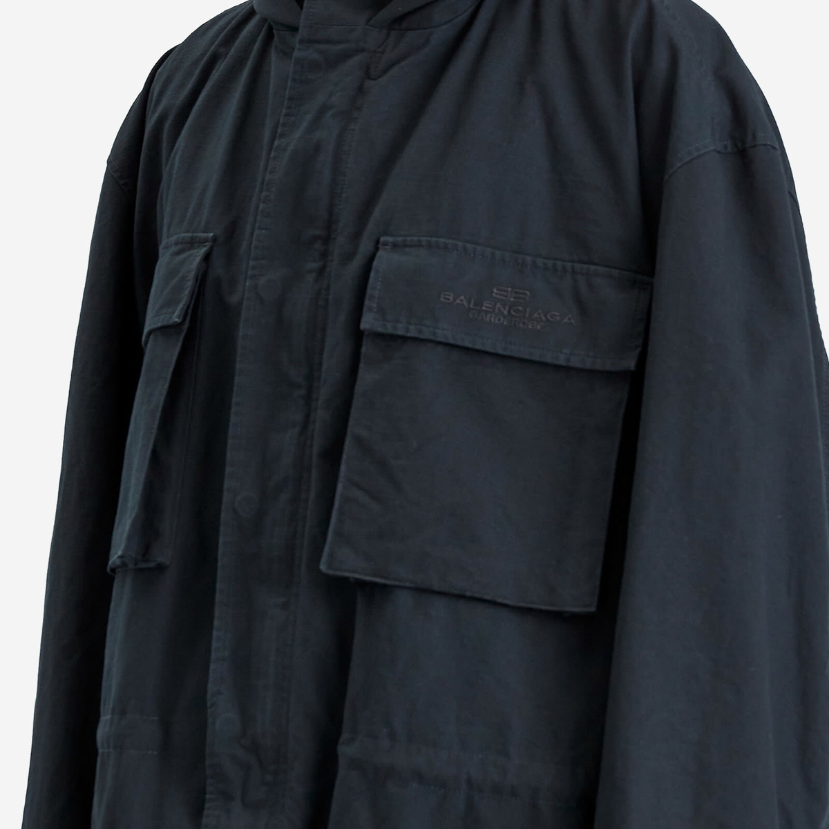 Balenciaga Men's Cotton Ripstop Uniform Parka Jacket in Ink