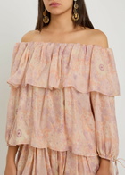 Chloe Floral-print Silk top Pink