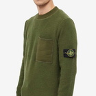 Stone Island Men's Soft Cotton Wool Patch Detail Crew Knit in Olive