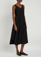 High Good Fortune Panelled Satin Midi Dress Black