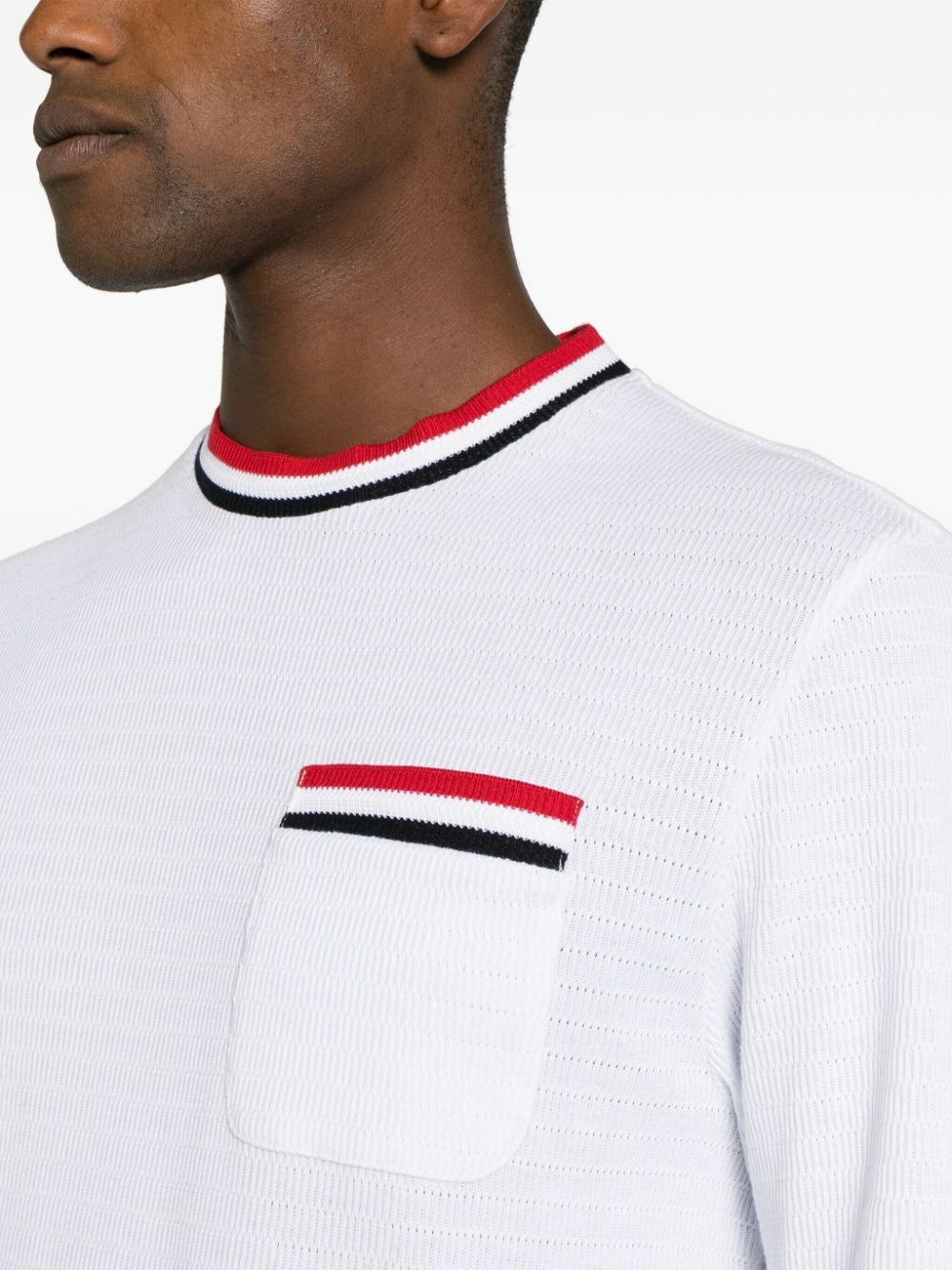 Thom Browne White RWB Cotton T-Shirt Thom Browne