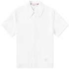 Thom Browne Men's Short Sleeve Button Down Stripe Shirt in White