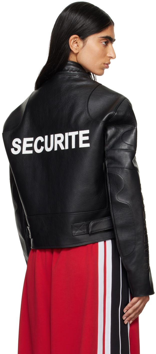 VETEMENTS Black Securite Motorcross Leather Jacket