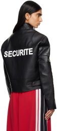 VETEMENTS Black Securite Motorcross Leather Jacket