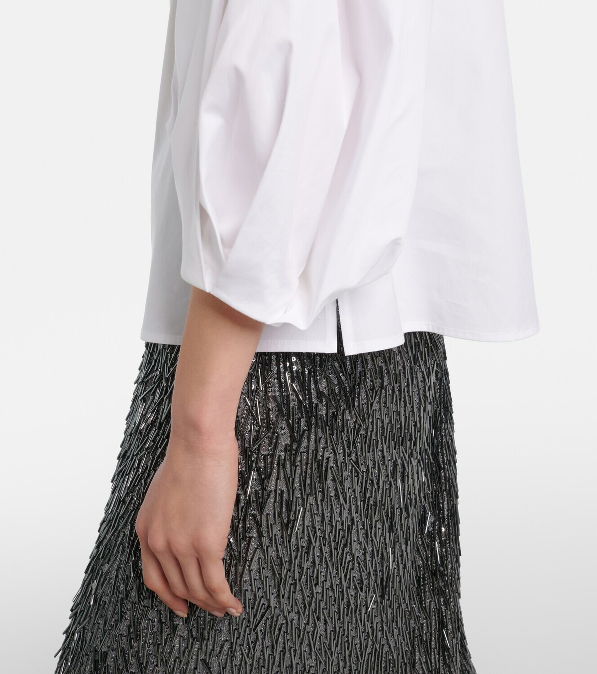 Carolina Herrera Floral-appliqué cotton-blend blouse