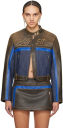Andersson Bell Blue & Brown Racing Leather Jacket