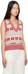 GANNI Red Jacquard Vest