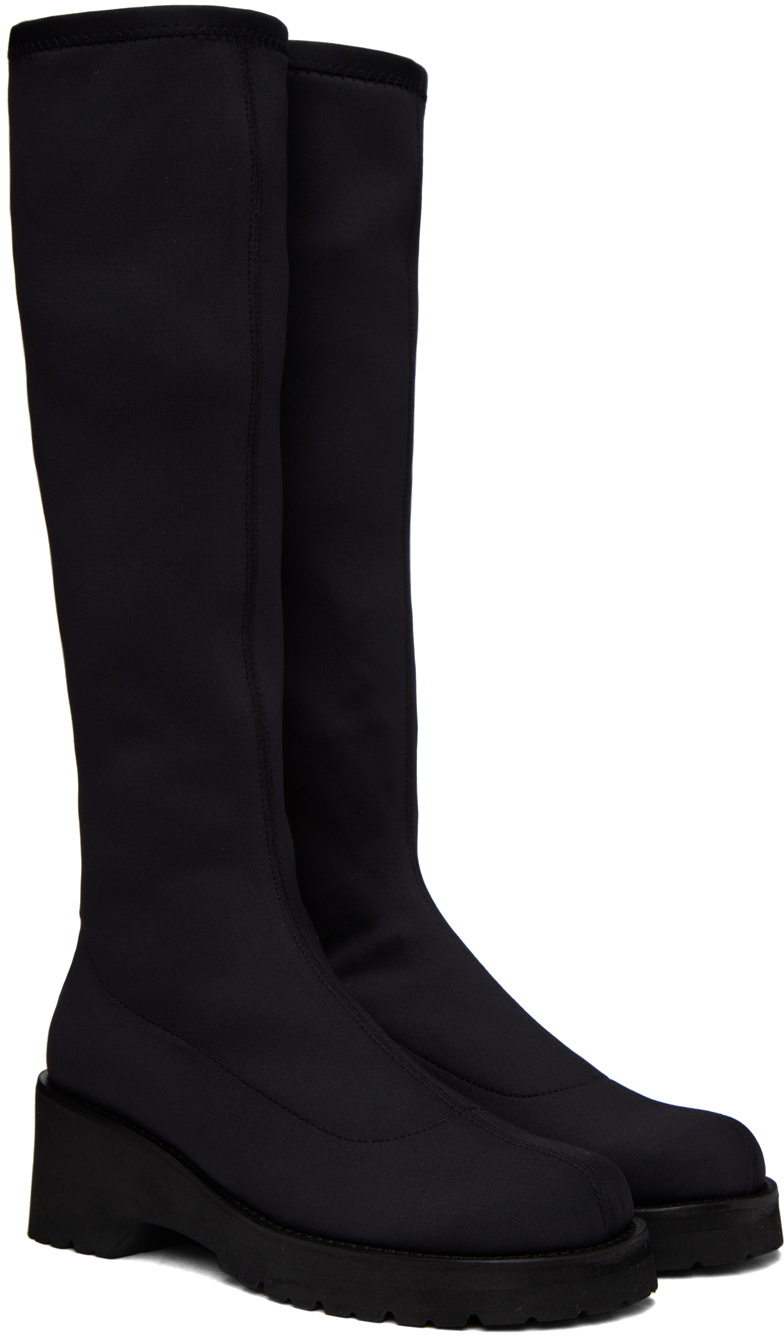 AMOMENTO Black Scuba Long Boots