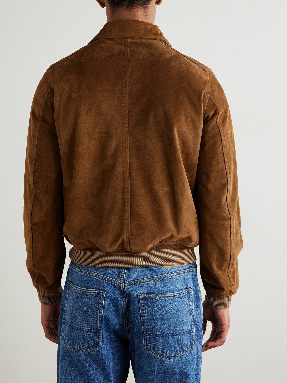 Drake's - A-2 Suede Jacket - Brown
