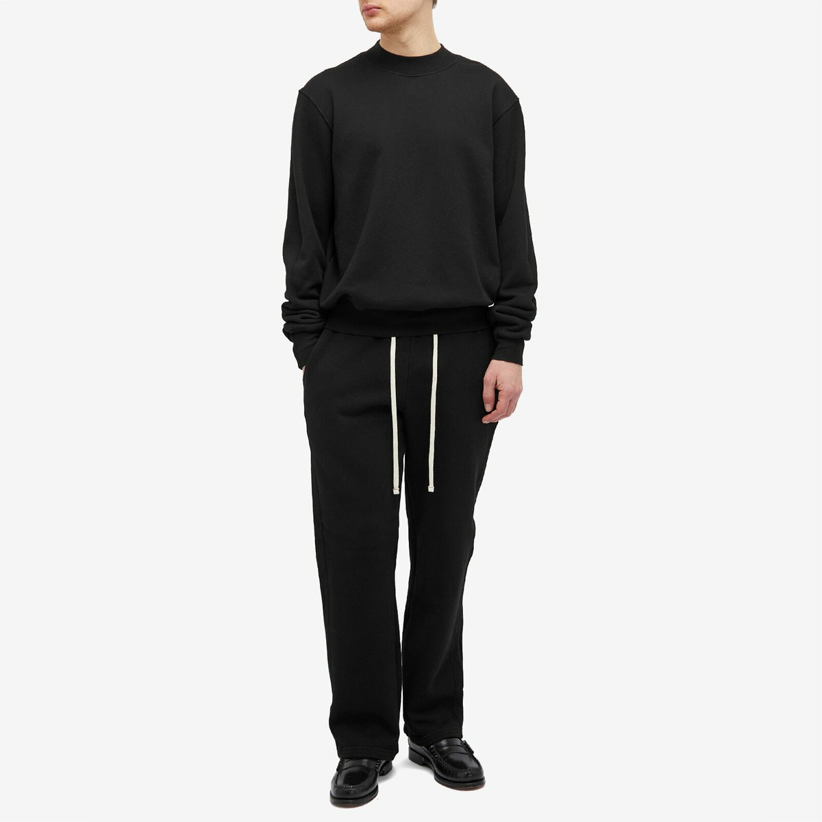 Les Tien Men's Heavyweight Banded Mock Neck Polo in Jet Black