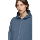 Homme Plisse Issey Miyake Blue Pleated Zip Hoodie