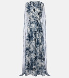 Oscar de la Renta Caped silk gown