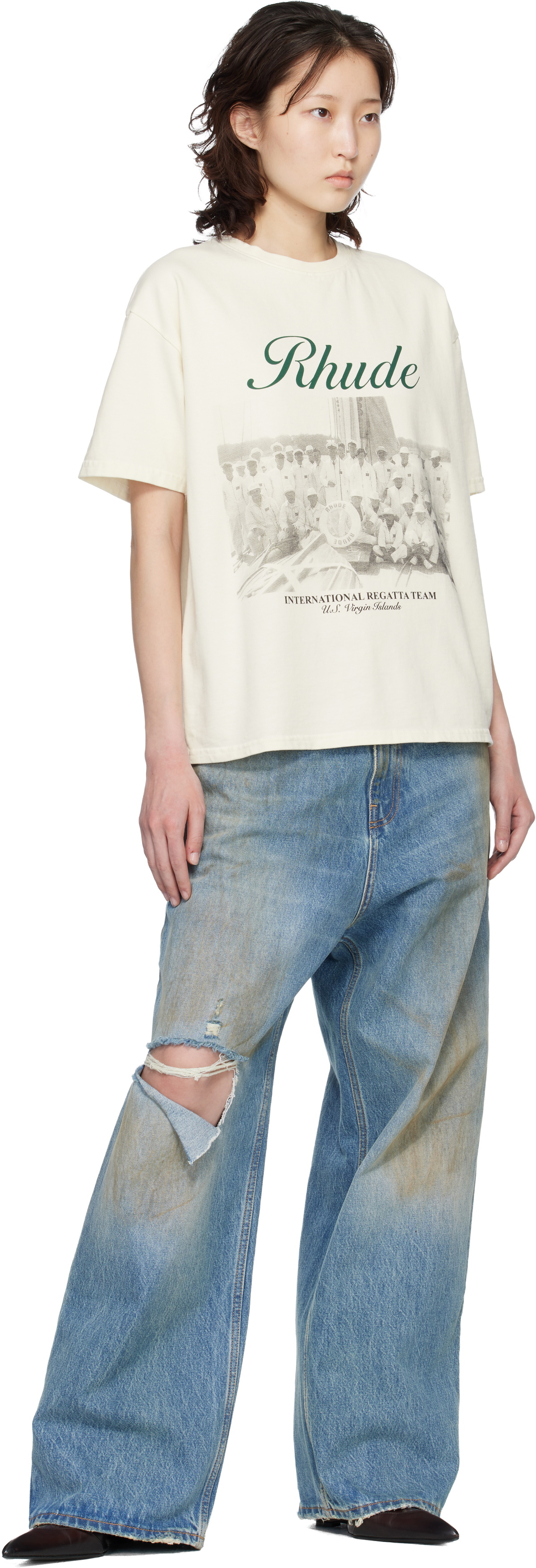 Rhude Off-White Virgin Islands Script T-shirt