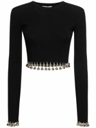 RABANNE Embellished Wool L/s Crop Sweater