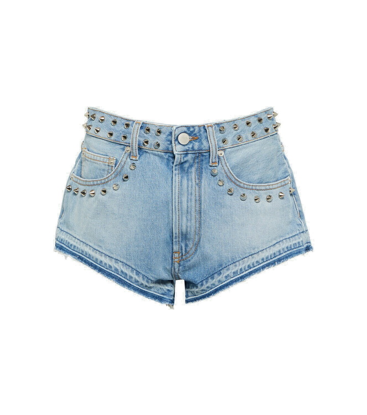 Photo: Alessandra Rich Embellished mid-rise denim shorts