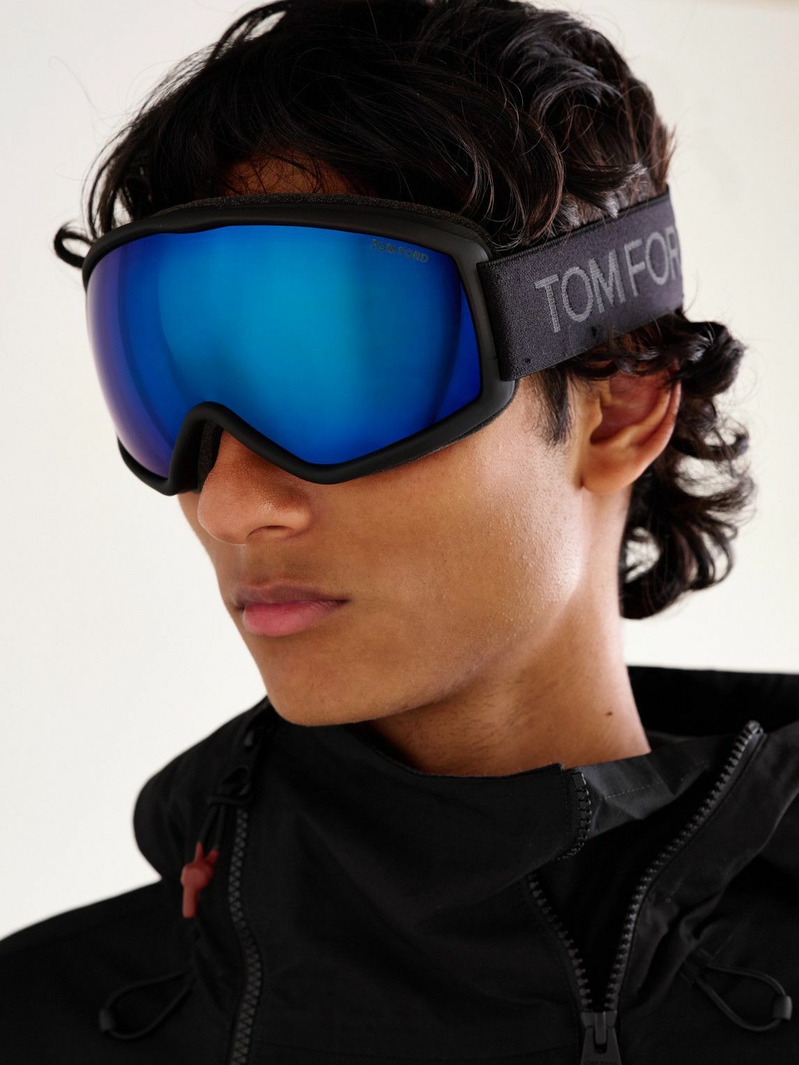 TOM FORD - Webbing-Trimmed Mirrored Ski Goggles
