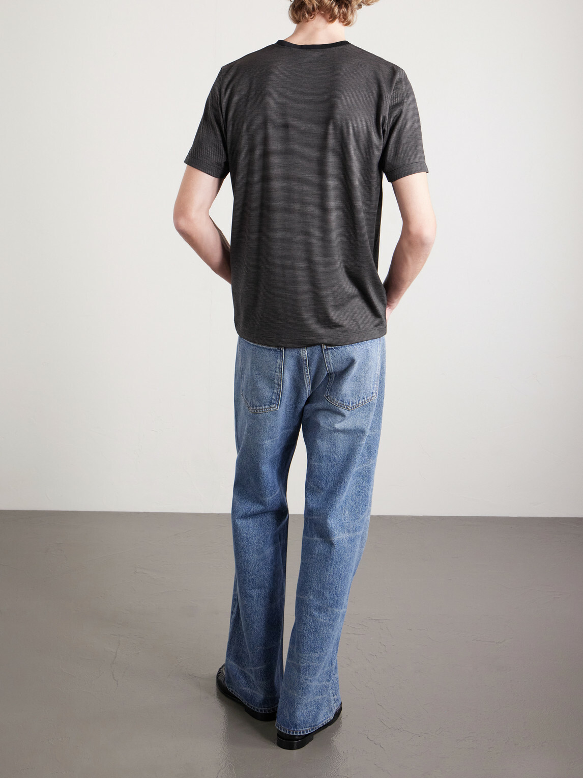 SAINT LAURENT - Logo-Embroidered Striped Cotton-Jersey T-Shirt - Black