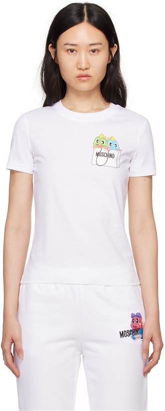 Photo: Moschino White Puzzle Bobble T-Shirt