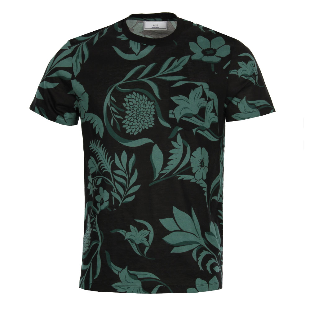 T Shirt - Black / Green Flower