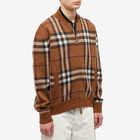 Burberry Men's Maltby Check Wool Bomber Jacket in Dark Birch Brown