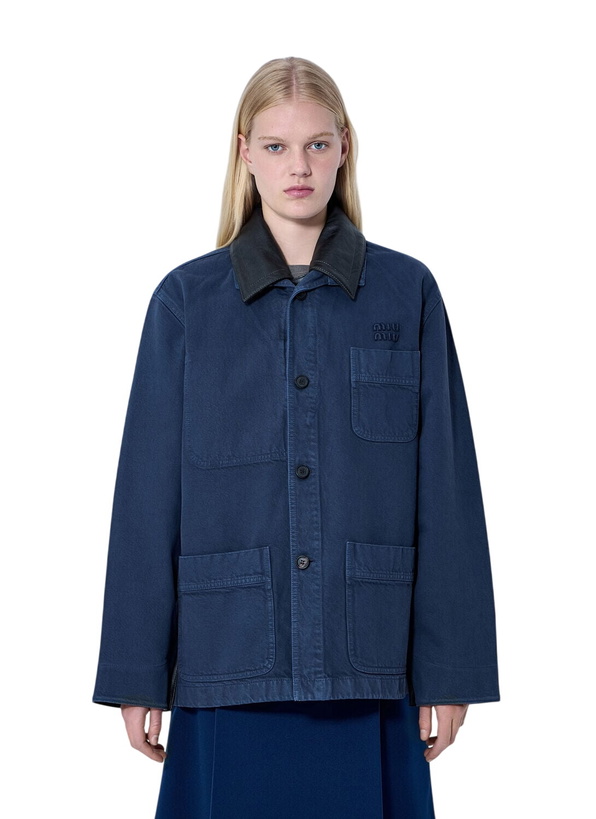 Photo: Miu Miu Single-Breasted Garment-Dyed Gabardine Jacket