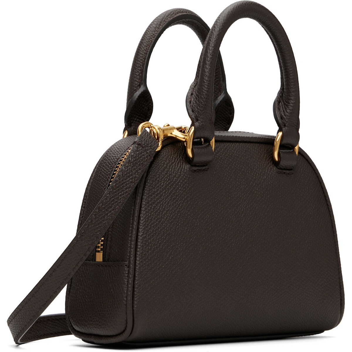Valentino Garavani Brown Mini VLogo Signature Bowling Bag