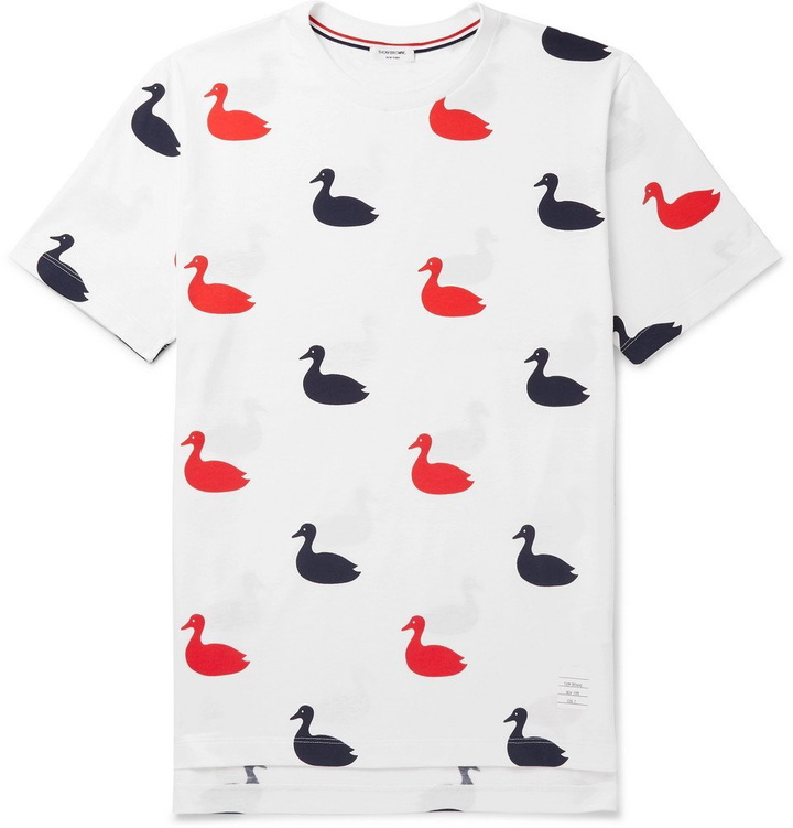 Photo: Thom Browne - Printed Cotton-Jersey T-Shirt - White