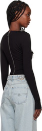 AREA Black Long Sleeve Zipper Bodysuit