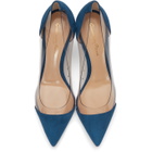 Gianvito Rossi Blue Suede Plexi Heels