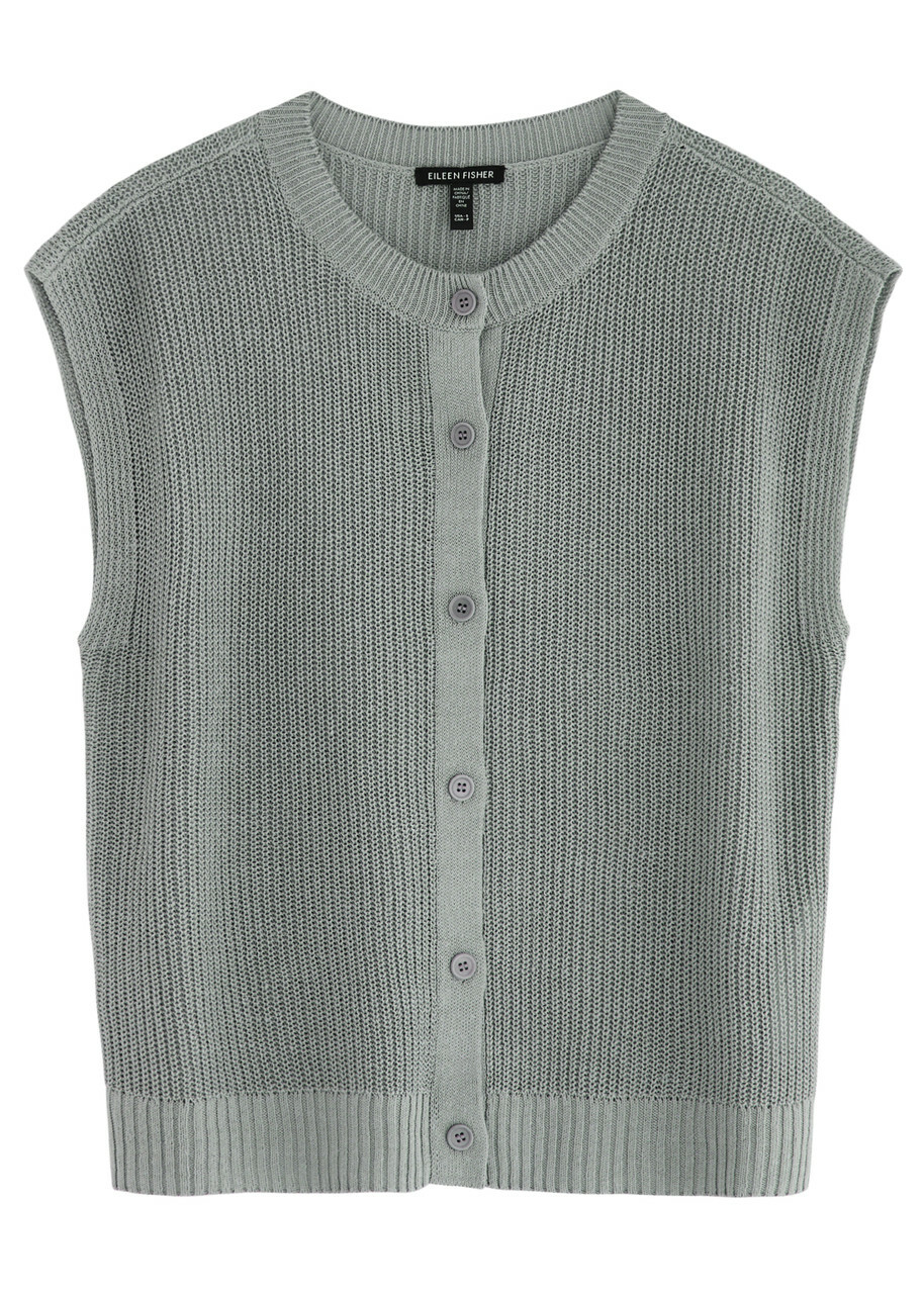 Eileen Fisher Ribbed Linen-blend Vest Light Grey