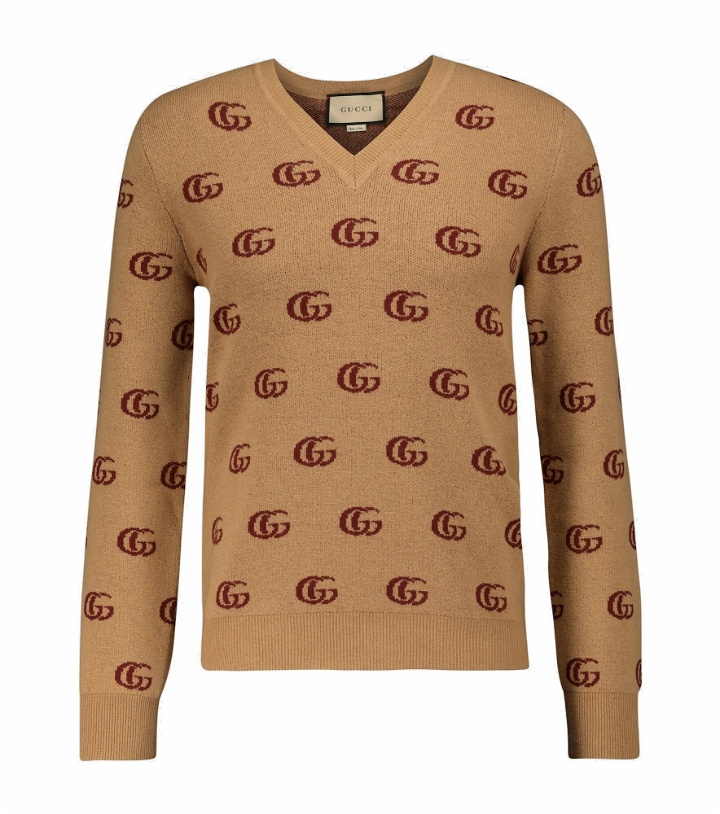 Photo: Gucci - Double G jacquard wool sweater