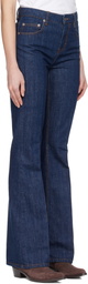 AMI Paris Navy Cotton Bootcut Fit Jeans