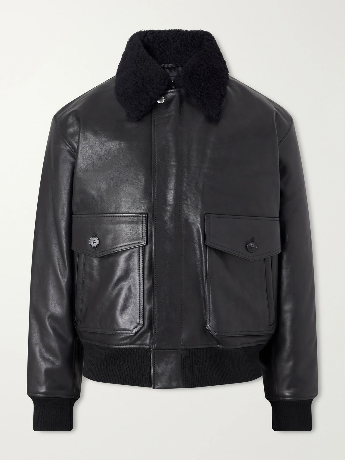 A.P.C. - Charles Wool-Fleece Trimmed Leather Jacket - Black
