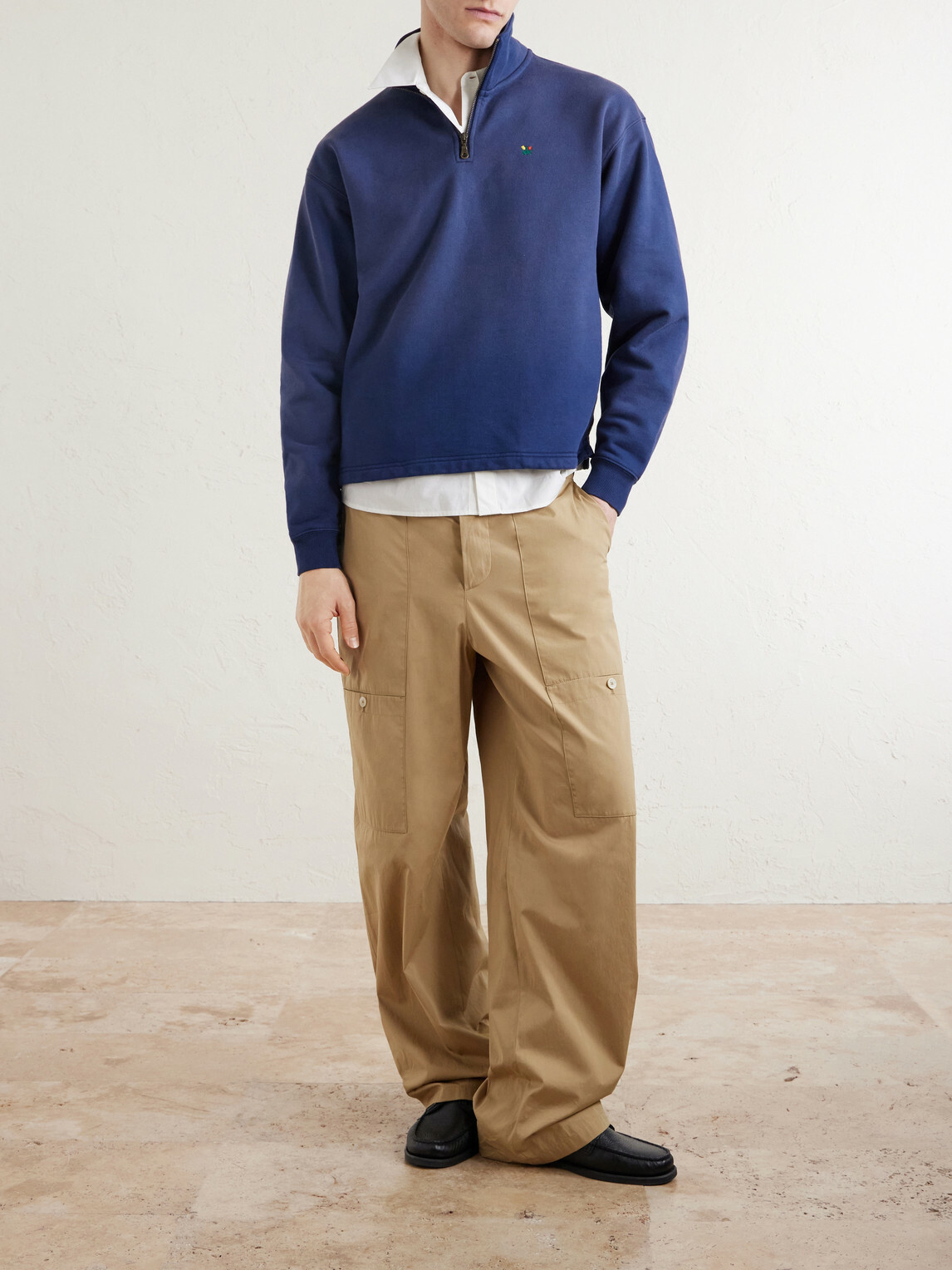 Aimé Leon Dore - Logo-Embroidered Cotton-Jersey Half-Zip Sweatshirt - Blue