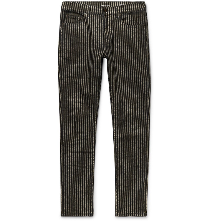 Photo: SAINT LAURENT - Nightrider Skinny-Fit Striped Stretch-Denim Jeans - Black