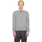 Thom Browne Gray Ottoman Milano Stitch 4-Bar Bomber Sweater