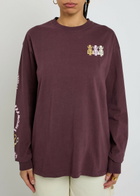 Damson Madder Paper Cut Gals Printed Cotton T-shirt Purple