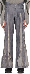 Charlie Constantinou Gray Adjustable Zip Trousers