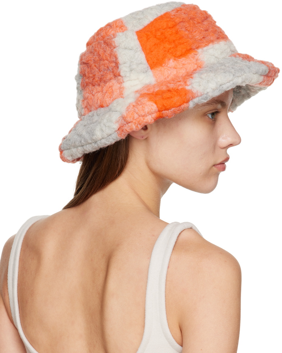 Henrik Vibskov Orange & Gray Colorblock Bucket Hat