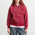 No Problemo Women's Mini Problemo Stripe Zip Hoodie in Red