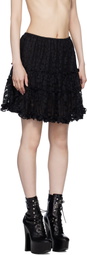 Anna Sui Black Shadow Blossom Tiered Petticoat Miniskirt