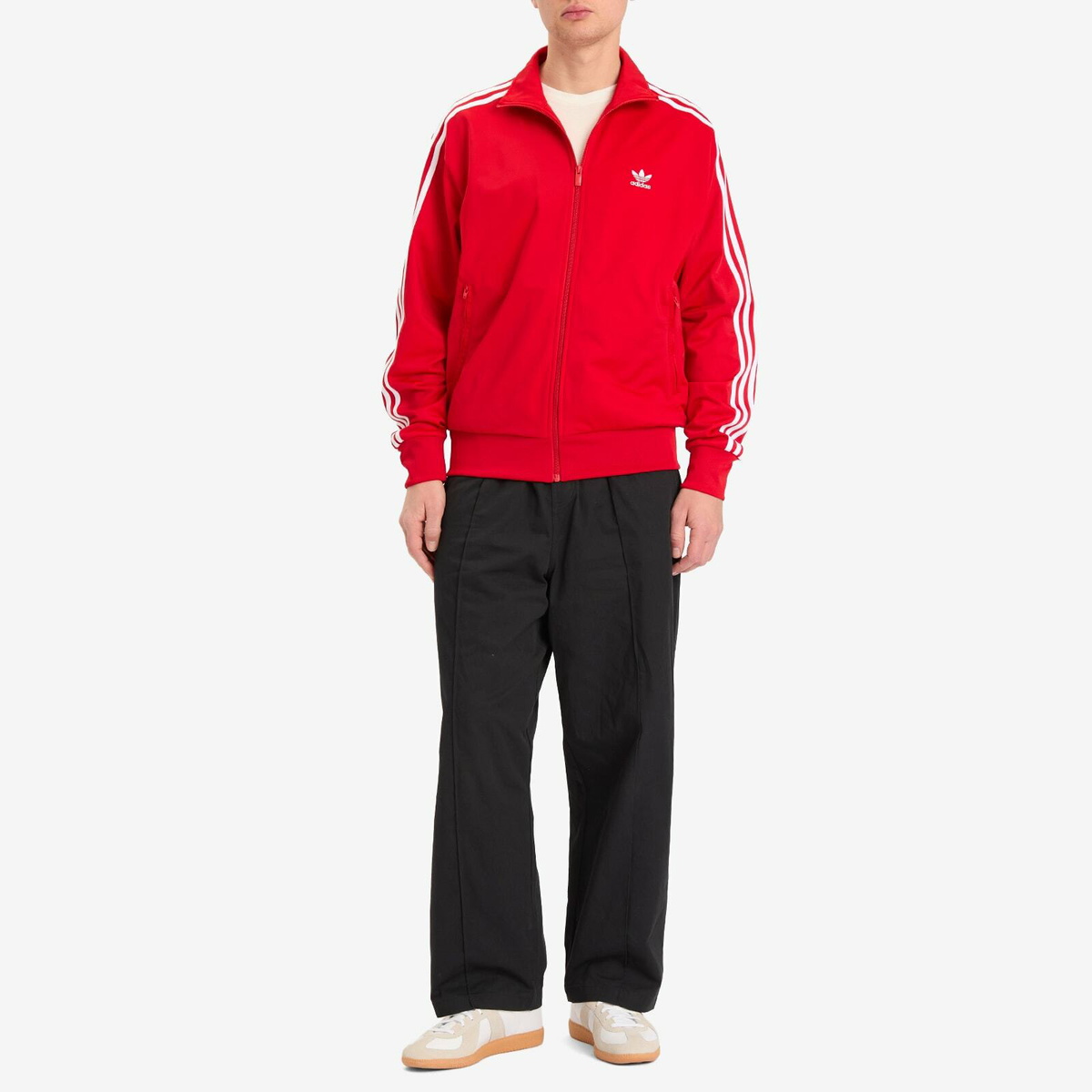 Adidas Firebird Track Top in Better Scarlet/White