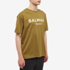 Balmain Men's Classic Paris T-Shirt in Khaki/Off-White