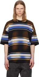 Juun.J Brown & Blue Washed Multi Stripe T-shirt